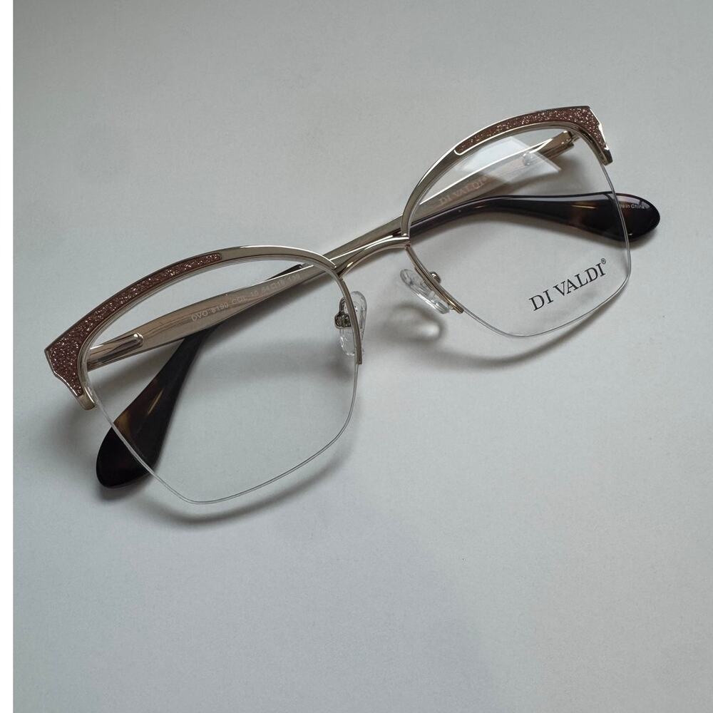 NEW Di Valdi 8190 gold glitter cat eye glasses